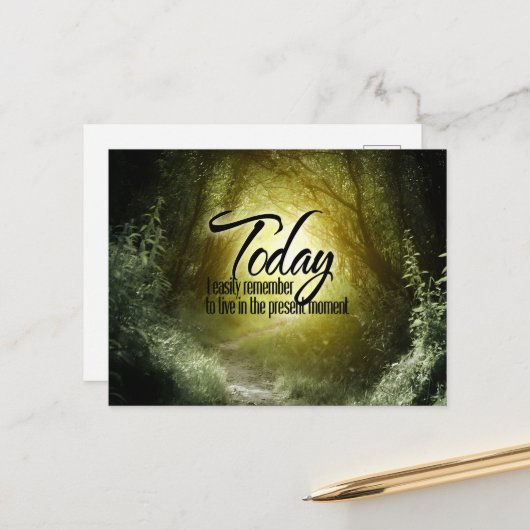 Carte Postale "Vis dans le présent" Motivation Affirmation (Devant/Arrière en situation)