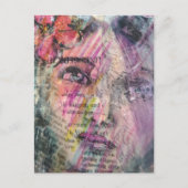 Carte Postale Visage abstrait avec collage grunge de texte (Devant)