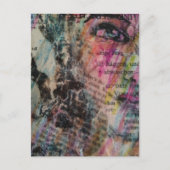 Carte Postale visage abstrait coloré en techniques mixtes (Devant)