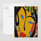 Carte Postale Visage Abstrait et fleurs (Devant / Derrière)