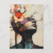Carte Postale Visage Abstrait et fleurs (Devant)