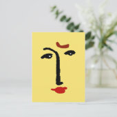 Carte Postale Visage Abstrait Jaune (Debout devant)