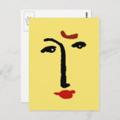 Carte Postale Visage Abstrait Jaune (Devant / Derrière)
