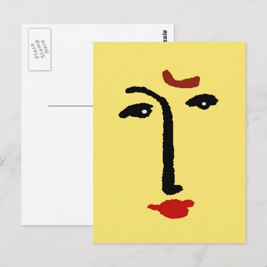 Carte Postale Visage Abstrait Jaune (Devant / Derrière)