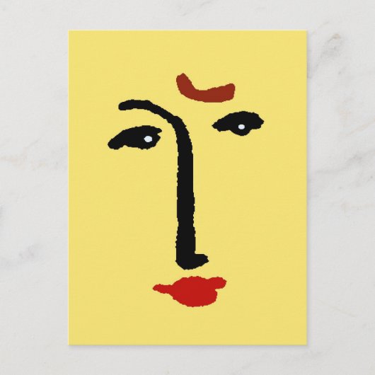 Carte Postale Visage Abstrait Jaune (Devant)
