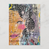 Carte Postale Visage Abstrait Points Collage Multimédia Cheveux (Devant)