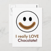 Carte Postale Visage au chocolat "J'AIME vraiment le chocolat !" (Devant / Derrière)