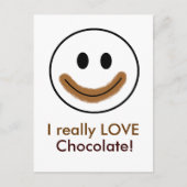 Carte Postale Visage au chocolat "J'AIME vraiment le chocolat !" (Devant)