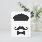 Carte Postale Visage avec casquette français, moustache et crava (Debout devant)