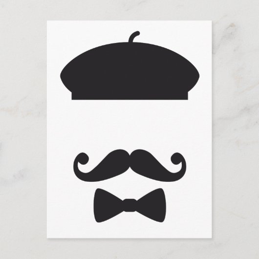 Carte Postale Visage avec casquette français, moustache et crava (Devant)