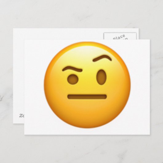 Carte Postale Visage avec un sourcil levé - Emoji (Devant / Derrière)