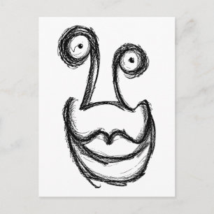 Carte Postale Visage bizarre sombre et idiot