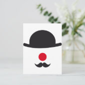 Carte Postale visage clown avec casquette, nez rouge et moustach (Debout devant)