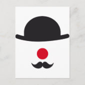 Carte Postale visage clown avec casquette, nez rouge et moustach (Devant)