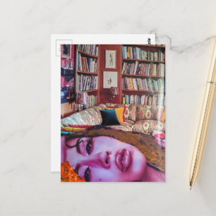 Carte Postale Visage dans le collage de la salle de bibliothèque