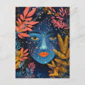Carte Postale Visage dans les plantes (Devant)