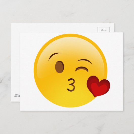 Carte Postale visage de baiser-émoticône (Devant / Derrière)
