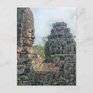 Carte Postale Visage de Bouddha en pierre au temple Bayon, Angko