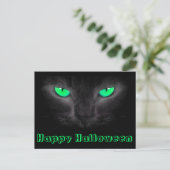 Carte postale Visage de chat noir Vert yeux (Debout devant)
