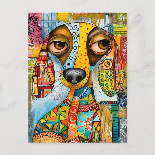 Carte Postale visage de chien pop-art rétro avec teinte vibrante (Devant)