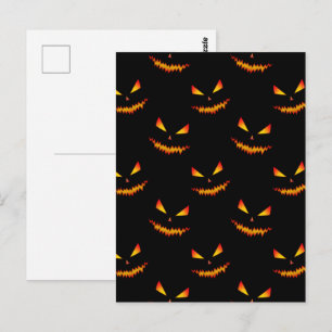 Carte Postale Visage de citrouille Halloween cool effrayant moti