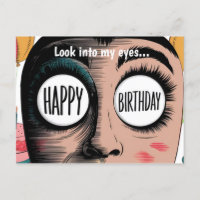 Visage de dessin animé grands yeux joyeux annivers