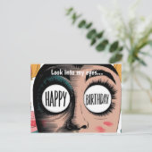 Carte Postale Visage de dessin animé grands yeux joyeux annivers (Debout devant)