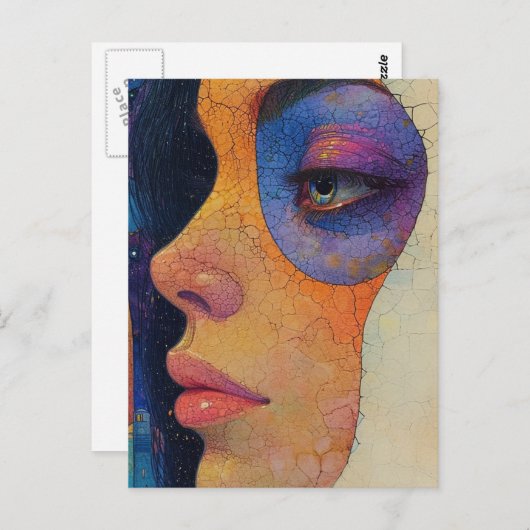 Carte Postale Visage de femme abstrait (Devant / Derrière)