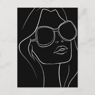 Carte Postale Visage de femme avec des lunettes de soleil en lig