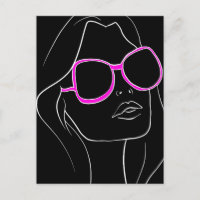 Visage de femme avec lunettes de soleil roses rétr