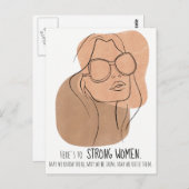 Carte Postale Visage de femme boho avec lunettes de soleil dessi (Devant / Derrière)