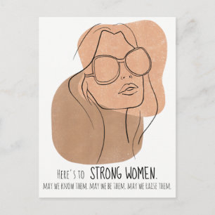 Carte Postale Visage de femme boho avec lunettes de soleil dessi