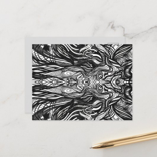 Carte Postale Visage de hibou noir sur le corps (Devant/Arrière en situation)