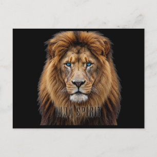 Carte Postale Visage de lion majestueux aux yeux bleus Faune A