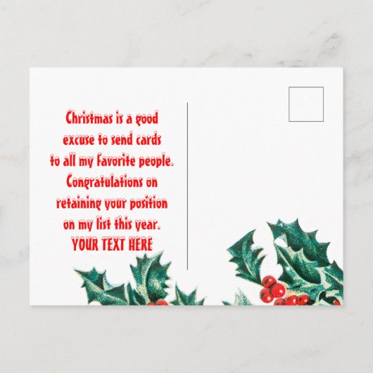 Carte Postale Visage de Noël personnalisé découpé Elf & Père Noë (Dos)