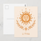 Carte Postale Visage de soleil céleste itha Couronne botanique A (Devant / Derrière)