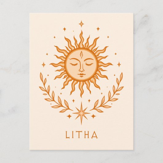 Carte Postale Visage de soleil céleste itha Couronne botanique A (Devant)