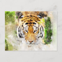 carte postale visage de tigre
