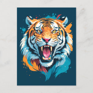 Carte Postale Visage de tigre torride