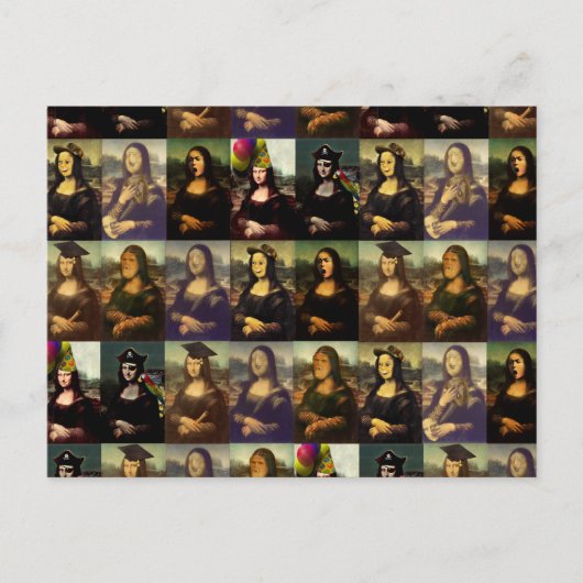 Carte Postale Visage Drôle de Mona Lisa (Devant)