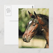 Carte Postale Visage du cheval mosaïque Carreaux (Devant / Derrière)