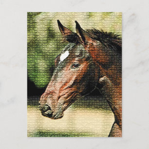Carte Postale Visage du cheval mosaïque Carreaux