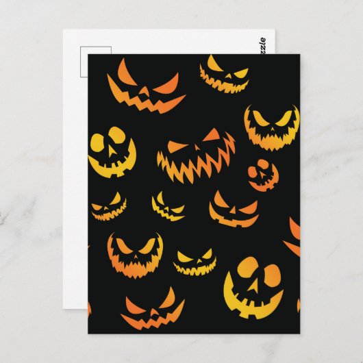 Carte Postale Visage du Citrouille Jack-o'-lantern (Devant / Derrière)