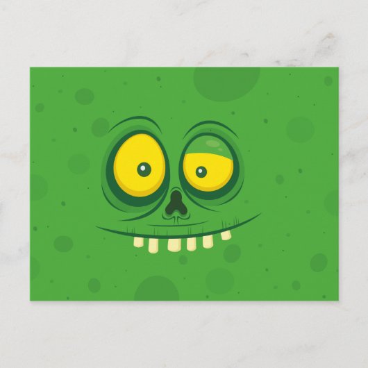 Carte Postale Visage du monstre vert d'Halloween (Devant)