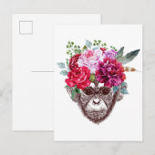 Carte Postale Visage du singe de fleurs (Devant / Derrière)