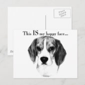 Carte Postale Visage heureux du beagle (Devant / Derrière)