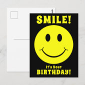 Carte Postale Visage Jaune Heureux Sourire C'est Ton Anniversair (Devant / Derrière)