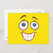 Carte Postale Visage jaune souriant et embarrassé (Devant / Derrière)
