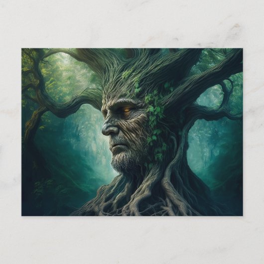 Carte Postale Visage sage dans la forêt mystique de l'arbre anti (Devant)