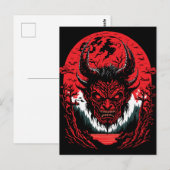 Carte Postale Visage Satanique Évile | Conception Graphique de T (Devant / Derrière)